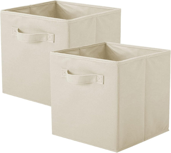 Collapsible Storage Cubes with Handles, Durable Fabric Foldable Bins for Closet Shelves, 2 Pack (10.5'' x 11'' x
