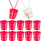 Bridal Shot Glass Necklace, 12 PCS Pink and White with Gold Foil for Bachelorette Party