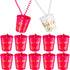 Bridal Shot Glass Necklace, 12 PCS Pink and White with Gold Foil for Bachelorette Party