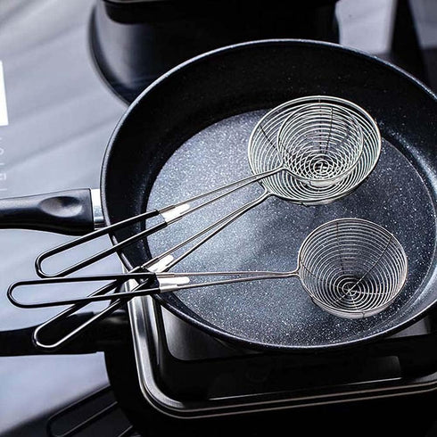 3Pcs Stainless Steel Round Hot Pot Strainer Set, Strainer Skimmer Spoon for Frying and Cooking, Professional Skimmer