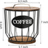 yarlung Coffee Pod Holder with Lid, Large Capacity K Cup Coffee Filter Holder with Rustic Wooden Base, Black Wire Coffee Storage Basket for Kitchen Countertop, Coffee Bar, Coffee Station Organizer