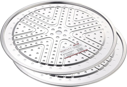 Steaming Plate, 2 Pack 10 Inch Round Food Grade Stainless Steel Steamer Plate for Food Steaming in Kitchen and Outdoors