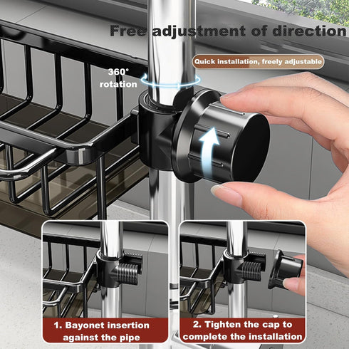 Sink Organizer Rack for Kitchen and Bathroom, 2024 New Stainless Steel Detachable Hanging Faucet Drain Rack with Drip