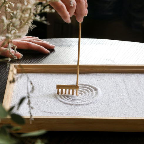 Mini Zen Garden Rake Tool - Japanese Tabletop Rock Sand Garden Tools Accessories Desktop Meditation Zen Decor Zen Gifts