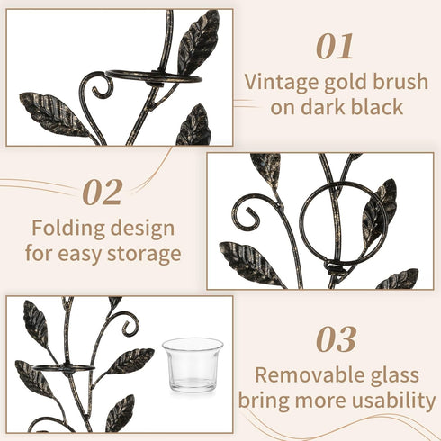 Set 2 Sziqiqi Wall Sconces Candle Holder - Wall Candle Holder Black Tea Light Candle Sconce Vintage Wall Sconce