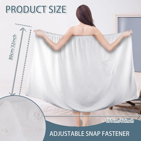 32 Inch 60 Inch SINLAND Women's Spa Wrap Microfiber Lightweight Knee Length Bath Body Wrap Shower Towel with Adjustable