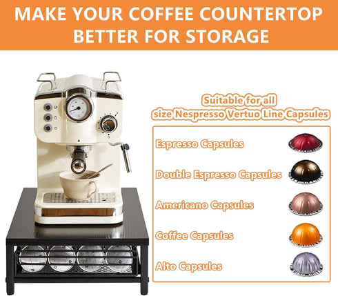 IBUYKE Coffee Pod Drawer Holder for Nespresso, 40 Capacity Capsule Pods Storage Organizer, Compact Under Coffee Pot