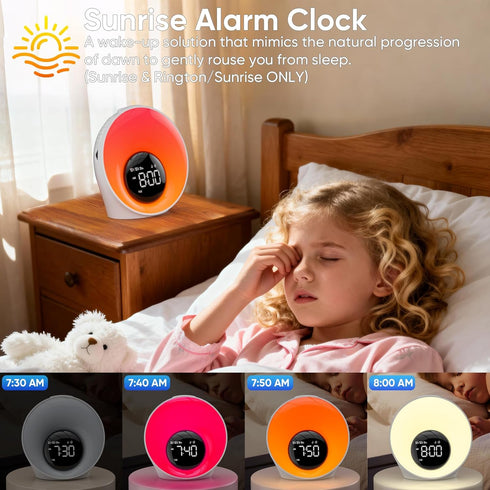 30 14 Dimmable AFEXOA Wake Up Light Sunrise Alarm Clock - Sunrise Simulation & White Noise Machine with Soothing