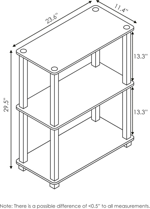 Furinno Turn-S-Tube 3-Tier Compact Shelf, 2-Pack, Black/Grey