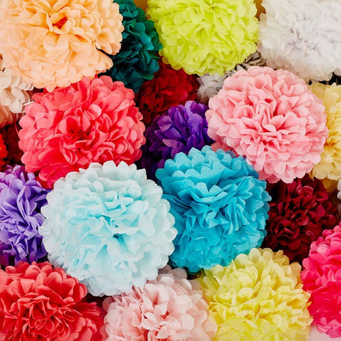 Gavoyeat 18 pcs Paper Pom Poms Color Tissue Flowers for Birthday Celebration Wedding Party Halloween Christmas