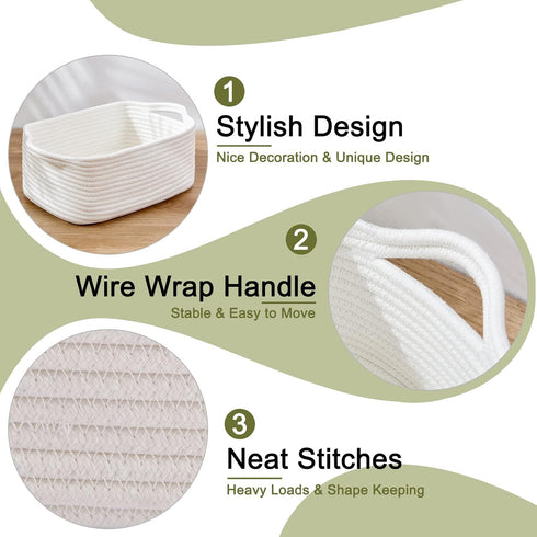 Closet OIAHOMY Cotton Rope Storage Baskets | Decorative Storage Basket for Storage, Home Organizing Bins and Nursery