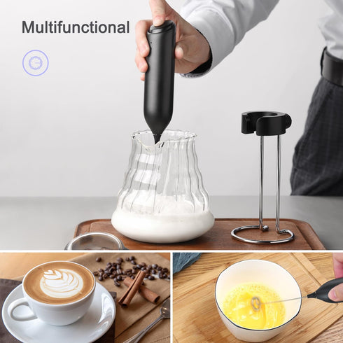 Powerful Electric Milk Frother Set, Rechargeable Drink Blender with Stand, Handheld Milk Frother for Coffee, Matcha