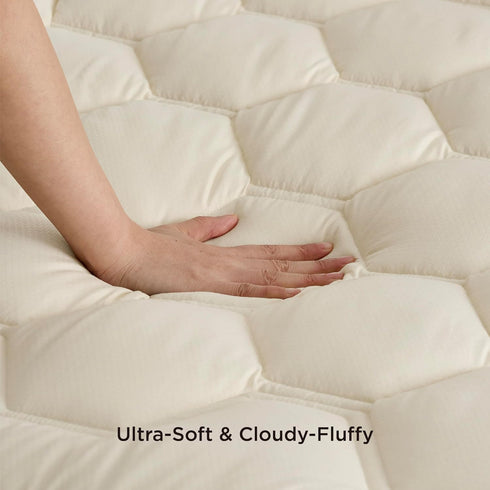 8-21 Inches 54x75 Inches Bedsure Beige Full Size Mattress Pad - Quilted Fitted Mattress Topper Protector with Deep