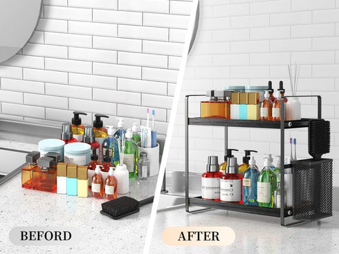 Countertop, Counter LEMIKKLE Bathroom Organizer Organizer for Bathroom Decor, Wooden Sink Shelf for Vanity Storage
