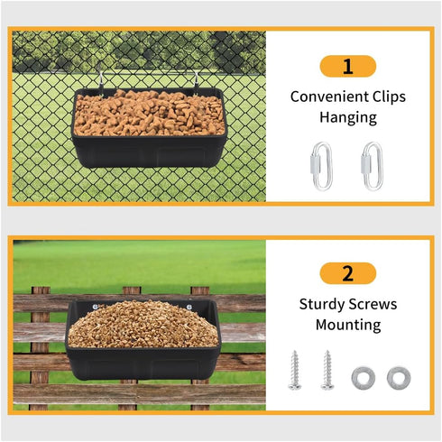 CENCODE 5 3pack Hanging Chicken Feeder Trough and Goat Feeder, Sheep Deer Poultry Dogs Deers Gooses Duck Fence, Quart