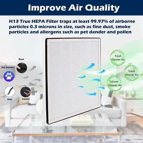 Goodsby Replacement 3-in-1 H13 True HEPA Filter for Levoit Vital 100 Air Purifier, Pack of 2