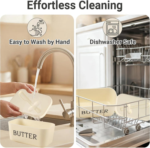 Piunaoa Countertop, White Butter Dish with Lid & Knife - Food-Grade Plastic Container, Large Capacity Holder