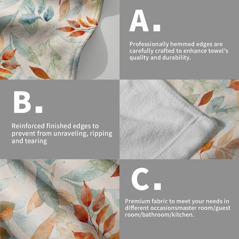 Mweet Set 2-14x28 Inch Fall Leaves Hand Towels of Gradient Green Orange Leaf Plant Super Soft Highly Absorbent Dish