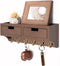 Rebee Vision Key and Mail Holder Wall Mount with 2 Drawer Organizer, Rustic Key Holder with 6 Hooks and Shelf