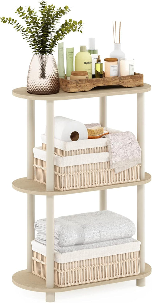5-Tier Furinno Besi Industrial Multipurpose Shelf Display Rack with Metal Frame, Narrow, Walnut Cove