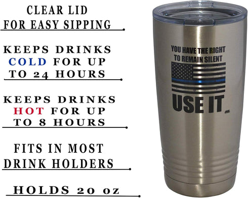 Rogue River Tactical Funny Police Officer 20 Oz. Travel Tumbler Mug with Lid, Vacuum Insulated Gift