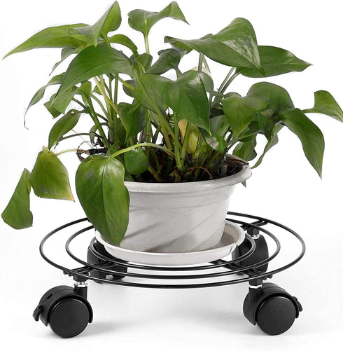 4 10.6 Inches ZOENHOU PCS Metal Plant Caddy with Wheels, Round Metal Rolling Plant Stand Base for Indoor, Outdoor