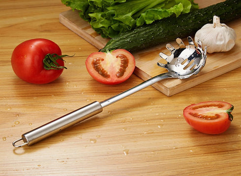 Pasta Fork, Durable Stainless Steel Spaghetti Server, Heat Resistant, 12 Inch