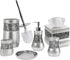 Creative Scents Crackled Glass Toilet Brush with Holder - Silver Toilet Bowl Cleaner Brush and Holder - Good Grip, Deep