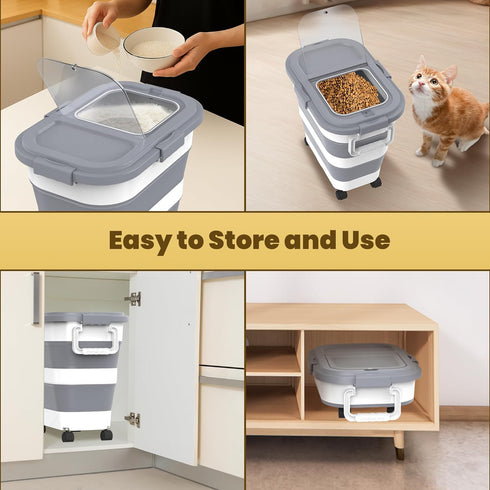 25-35Lbs HOYTAMDA Rice Container,Collapsible Airtight Food Storage Containers with Wheels,Handle,Rice Storage Container