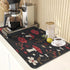 Coffee Mat for Countertops, Mushroom Red Floral Black Dish Drying Mat 2 Pcs for Kitchen Coffee Bar Accessories, Fit Under Coffee Maker Espresso Machine Dish Rack Hide Stain Rubber 12x19in by Arttown