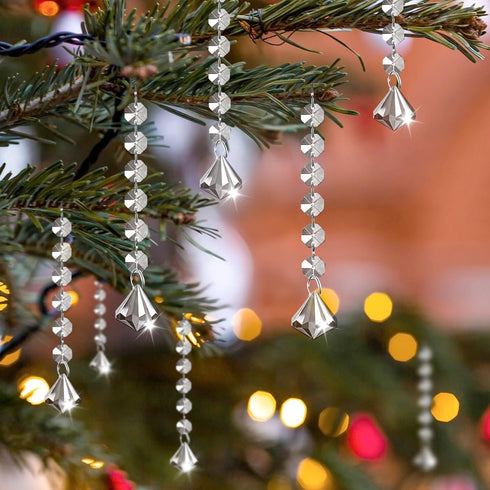 KESOCORAY 50 Pack Hanging Crystals - Clear Acrylic Prisms Pendant Ornaments for Christmas Tree, Centerpieces