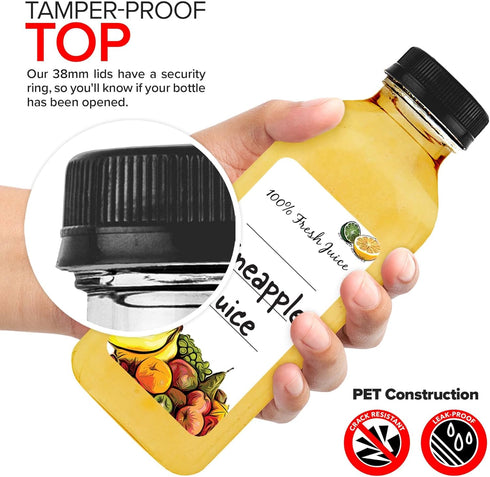 16 16 oz (35 Pack) Juice Bottles with Caps for Juicing & Smoothies, Reusable Clear Empty Plastic Bottles with Caps