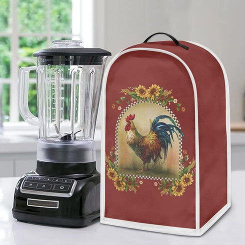 Sunflower Rooster Print Blender Dust Cover, Anti-Fingerprint Polyester Appliance Cover for Stand Mixer or Coffee Maker