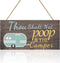 Jetec No Pooping Sign - Thou Shalt Not Poop in The Camper Wood Hanging Decor, 11.8 x 5.9 Inch, Fresh Color