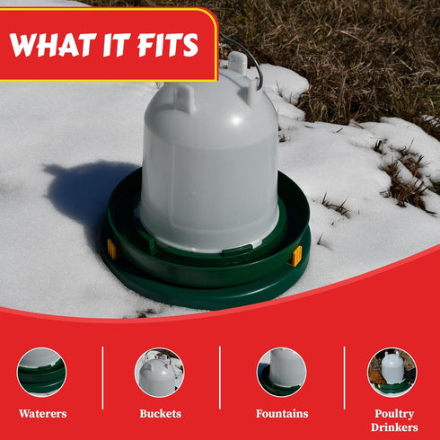 28W -20F, My Favorite Chicken Heated Poultry Waterer Base Electric Chicken Water Heater for Winter, Freeze-Proof