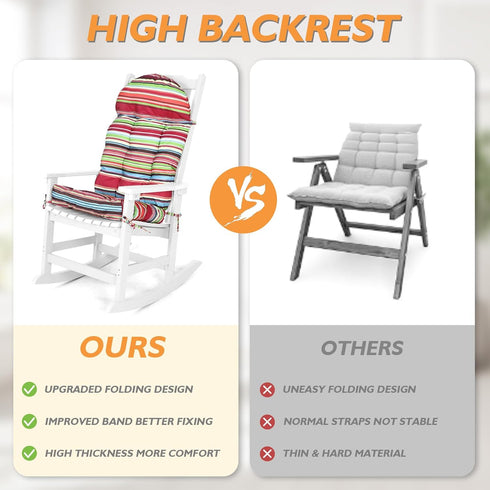 Mguio 44''L 19''W 4''H Adirondack Chair Cushion, Rocking Chair Cushions High Back, Thickened Patio Chair pad for Indoor