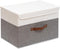OUTBROS Foldable Storage Boxes with Lids, Large Linen Fabric Organizer for Clothes, Office Storage (13 x 9.1 x 7.9 inch)