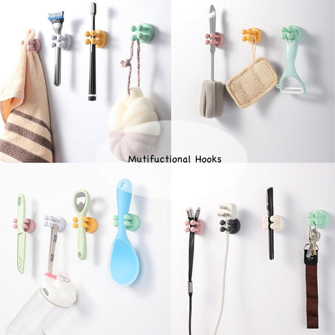 iBetterLife 4Pcs Silicone Toothbrush Holders, Multi-Function Waterproof Self Adhesive Wall Mounted Hooks