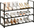 Yegazte 3-Tier Shoe Rack, Stores 12-15 Pairs of Shoes, Stackable & Adjustable, Space