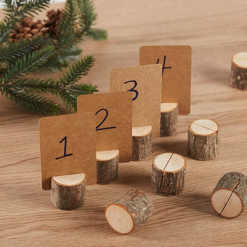 Wood Place Card Holders, 20Pcs Rustic Table Number Holders and 30Pcs Kraft Table Place Cards for Weddings