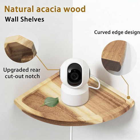 wyzqyam 10 Inch Set 2, Floating Corner Shelve, Acacia Wood Corner Shelf of Corner Shelf wall Mounted for Living Room