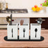 Kathfly 4 Pcs Silverware Caddy Utensil Holder for Countertop, Wood Tray Spoon Fork Holder for Kitchen Parties (White)