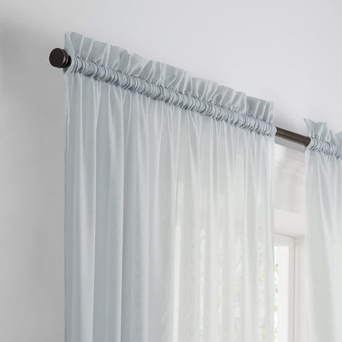 Pairs to Go Victoria Voile Modern Sheer Rod Pocket Window Curtains for Living Room (2 Panels), Grey
