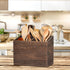 Wooden Kitchen Utensil Caddy with 2 Compartments, Rustic Holder for Kitchen Countertop, Wood Organizer Box