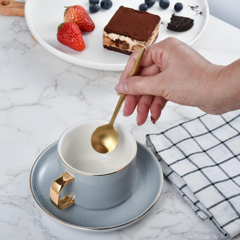 IMEEA Gold Espresso Spoons, Stainless Steel Mini Teaspoons, 5.1-Inch, Set of 6 for Coffee