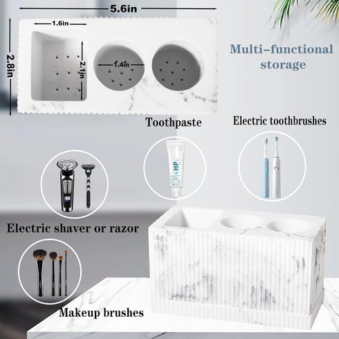 rejomiik Toothbrush Holders for Bathroom Countertop, 3 Slots Electric Tooth Brushing Storage Organizer for Toiletries,