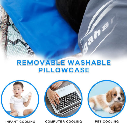 Pillow Cooling Pad Mat, Reusable Cold Pillow for Night Sweats, Migraines, Fevers, Hot Flashes, Blue