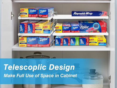 Pantry Organizers and Storage, 3 Tiers Expandable Foil and Plastic Wrap Organizer for Kitchen Cabinet Countertop (9.8"