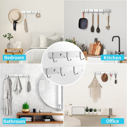 Wall Mounted Coat Rack, 5 Hook Coat Hanger Wall Mount, Premium Stainless Steel Coat Rack, Upgrade Mounted Coat Hooks