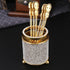 Coffee Spoons Set - 6Pcs Gold Espresso Spoons with Holder, Mini Teaspoons for Coffee, Ice Cream, Dessert